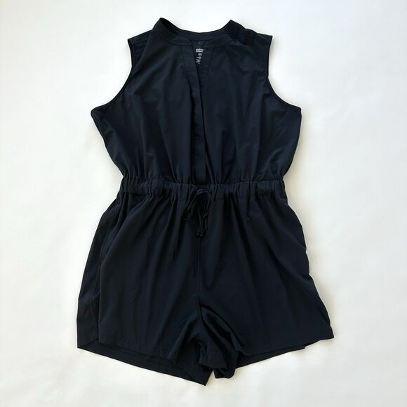 Girlfriend Collective Stretch Woven Athletic Romper Black Size Small $92 - Picture 2 of 8